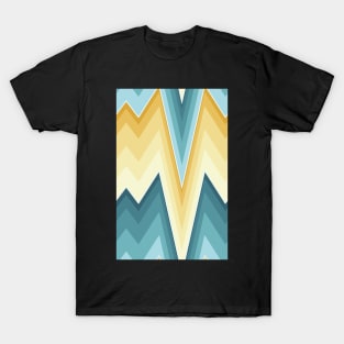 Bargello flame stitch prongs yellow and teal T-Shirt